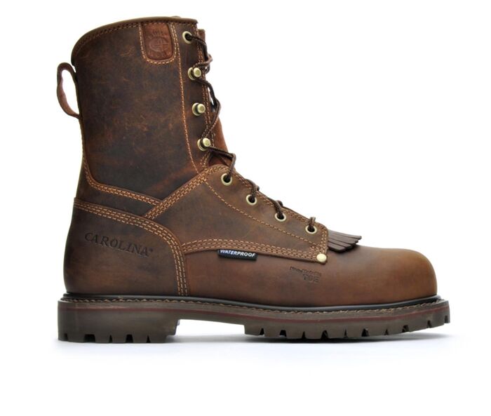 Men's Carolina Boots CA8528 8 In Composite Toe Waterproof Work Boots in Cigar Brown