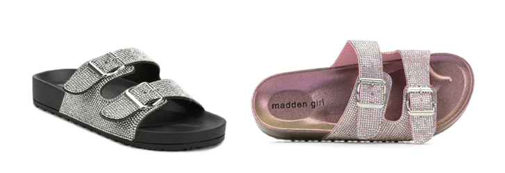 Shine bright in rhinestone foam sandals from Madden Girl