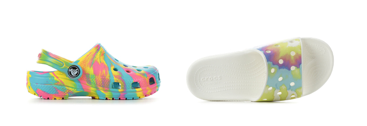 Say yes to comfortable tie-dye Crocs for women and kids