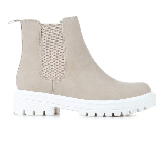 Women's Unr8ed Pilot Chelsea Boots in Light Sand Taupe with a White Lugged Sneaker Sole